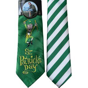 Keith Daniels Neck Tie Leprechaun St Pats Irish Milano Green Stripe Handmade